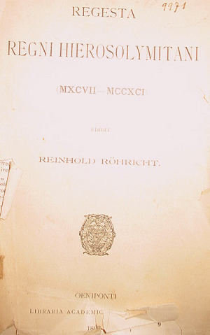  ריינהולד רוריכט: ממלכת ירושלים הצלבנית